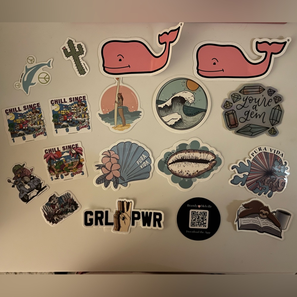 NEW brandy melville, vineyard vines, evry jewels sticker bundle